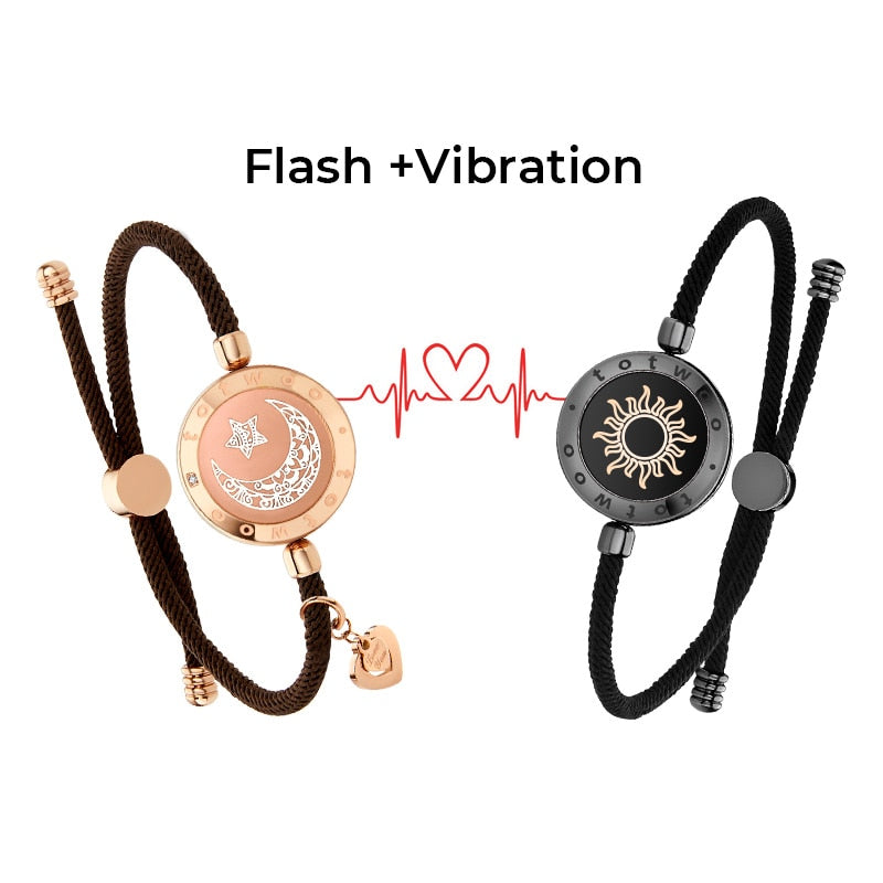 Bracelets de vibration intelligents Sun&moon avec corde de Milan (noir + marron)