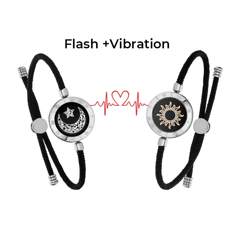 Bracelets de vibration intelligents Sun&moon avec corde de Milan (noir + marron)