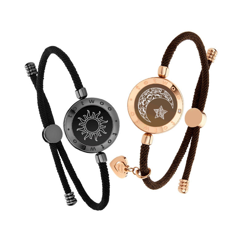 Bracelets de vibration intelligents Sun&moon avec chaîne Figaro (noir + or + gris)